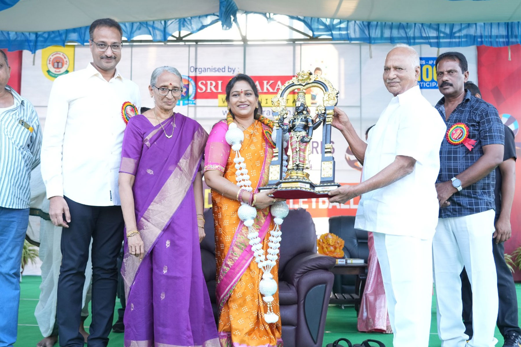 Home minister Vangalapudi Anitha at the closing ceremony of Cluster-7 Inter-State Girls Kabaddi and Volleyball Championship at Sri Prakash